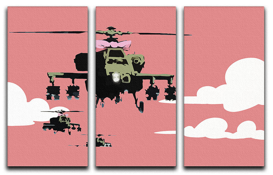 Banksy Friendly Helicopters 3 Split Panel Canvas Print - Canvas Art Rocks - 1