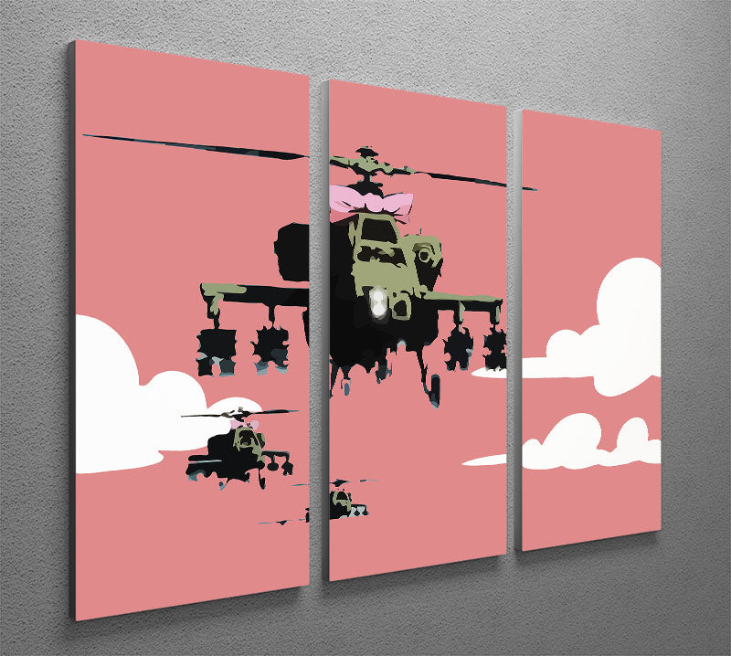 Banksy Friendly Helicopters 3 Split Panel Canvas Print - Canvas Art Rocks - 2