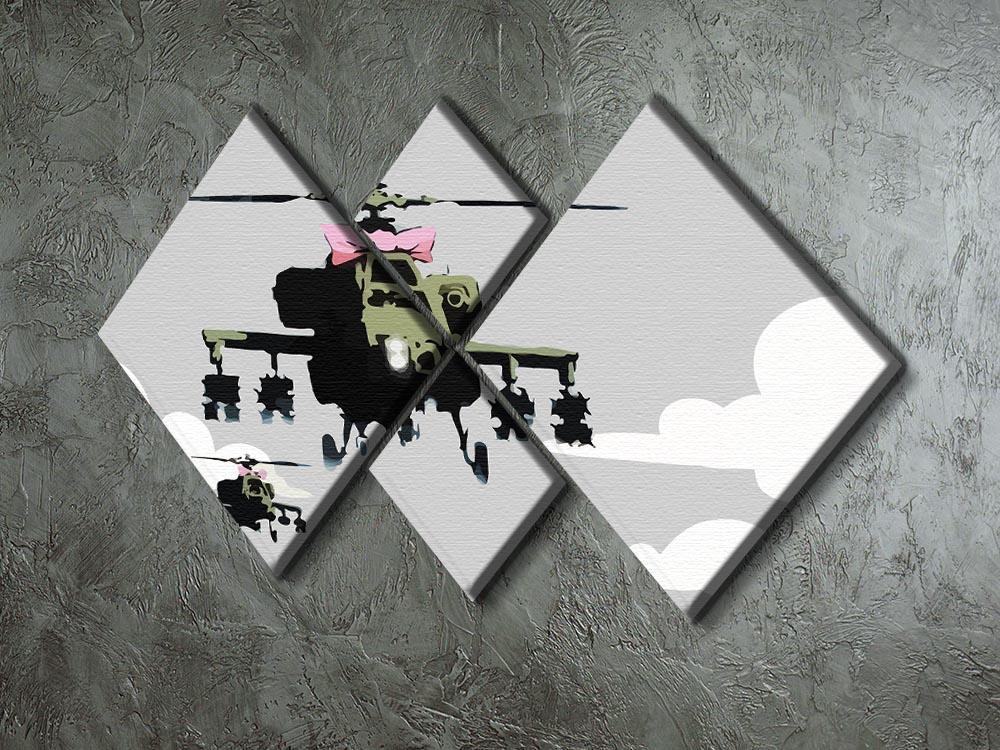 Banksy Friendly Helicopters 4 Square Multi Panel Canvas - Canvas Art Rocks - 2