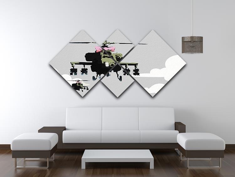 Banksy Friendly Helicopters 4 Square Multi Panel Canvas - Canvas Art Rocks - 3