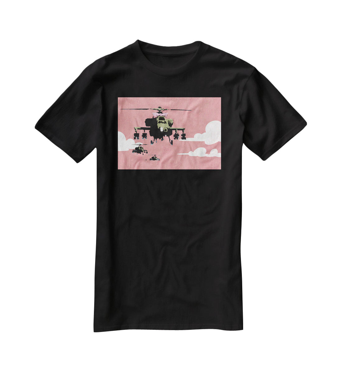 Banksy Friendly Helicopters T-Shirt - Canvas Art Rocks - 1
