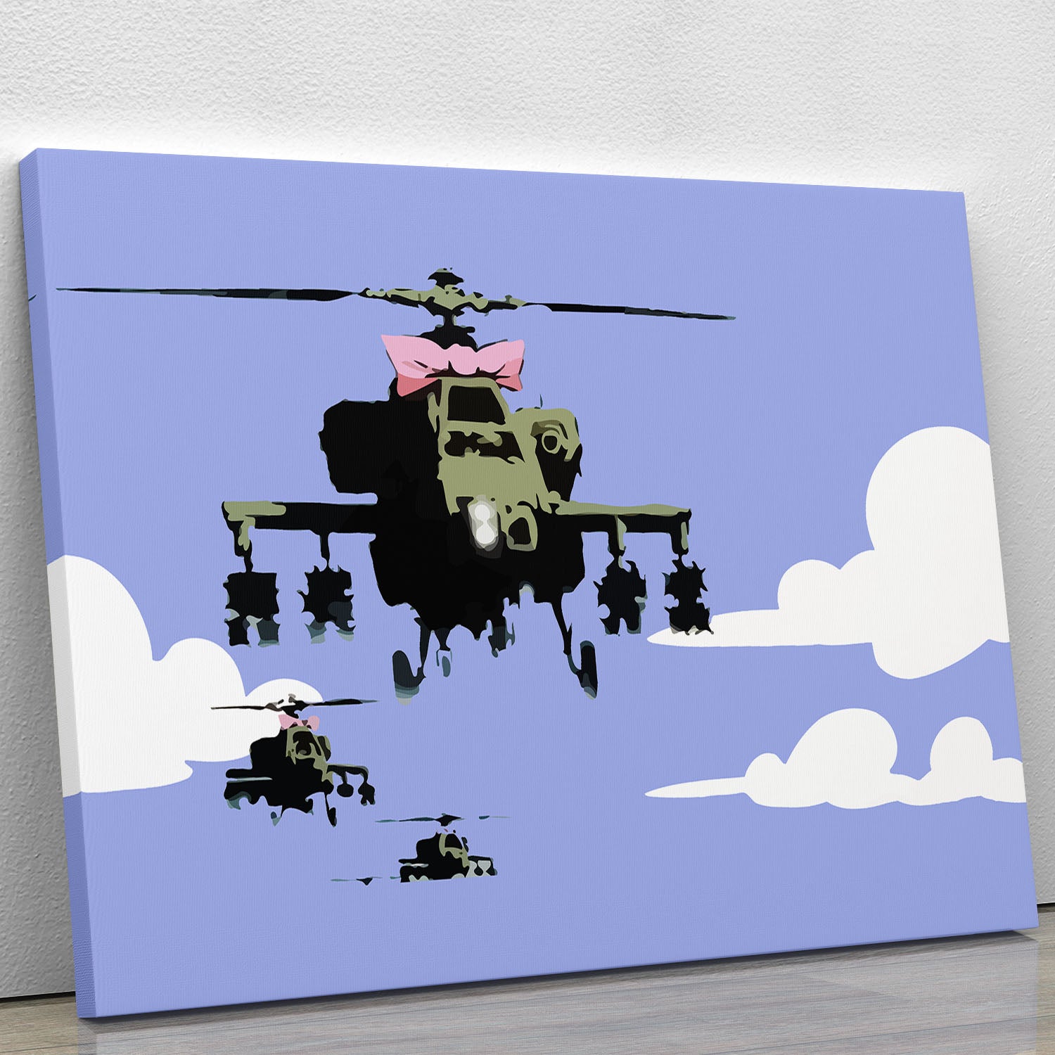 Banksy Friendly Helicopters Blue Canvas Print or Poster - Canvas Art Rocks - 1
