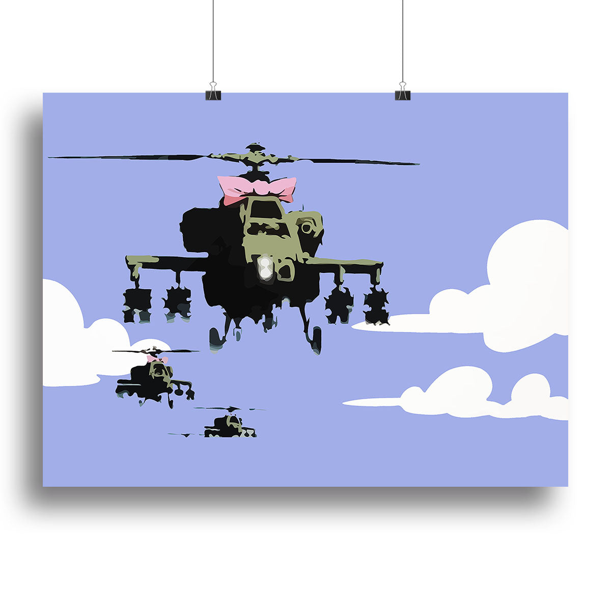 Banksy Friendly Helicopters Blue Canvas Print or Poster - Canvas Art Rocks - 2