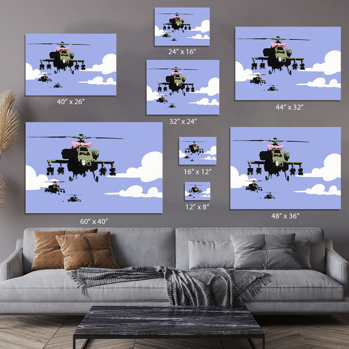 Banksy Friendly Helicopters Blue Canvas Print or Poster - Canvas Art Rocks - 7