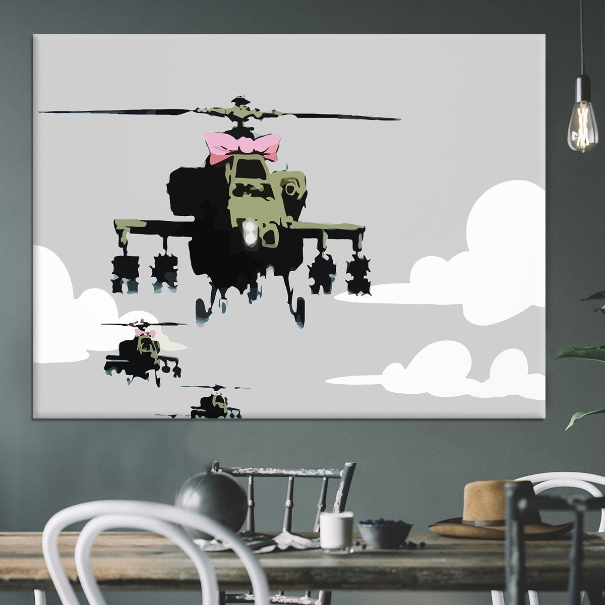 Banksy Friendly Helicopters Canvas Print or Poster