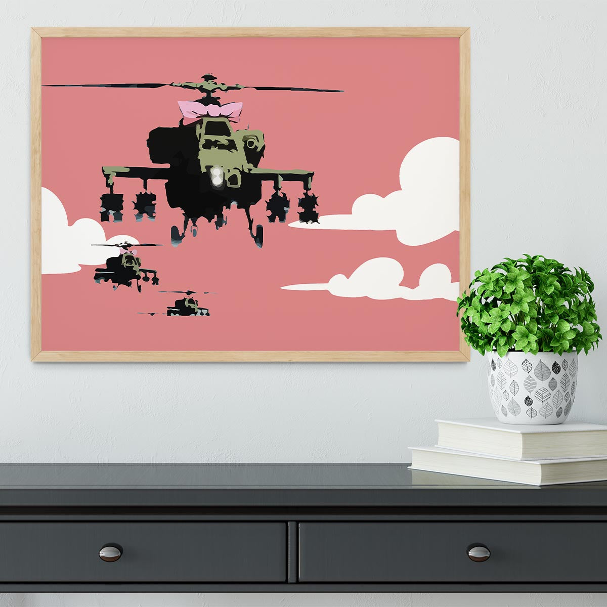 Banksy Friendly Helicopters Framed Print - Canvas Art Rocks - 4