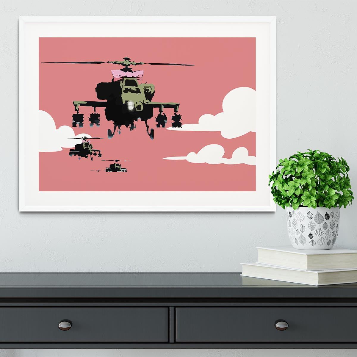 Banksy Friendly Helicopters Framed Print - Canvas Art Rocks - 5