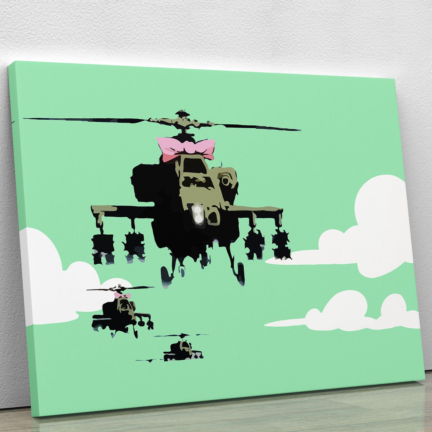 Banksy Friendly Helicopters Green Canvas Print or Poster - Canvas Art Rocks - 1