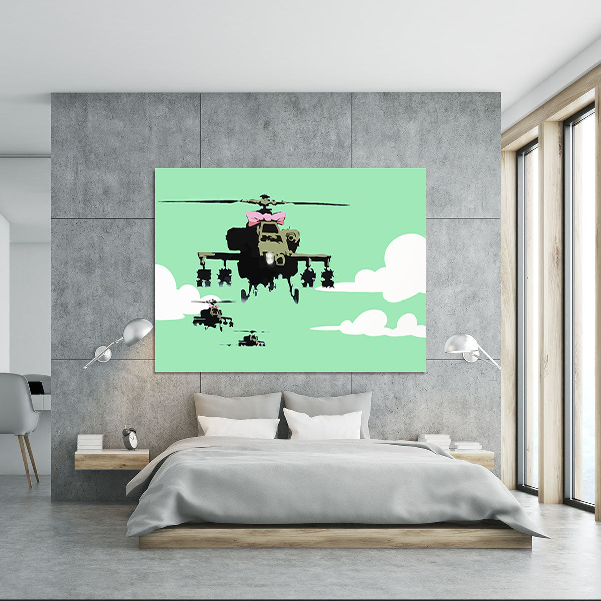 Banksy Friendly Helicopters Green Canvas Print or Poster - Canvas Art Rocks - 5