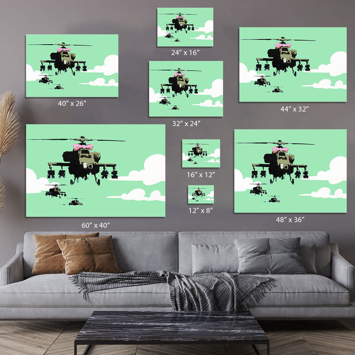 Banksy Friendly Helicopters Green Canvas Print or Poster - Canvas Art Rocks - 7