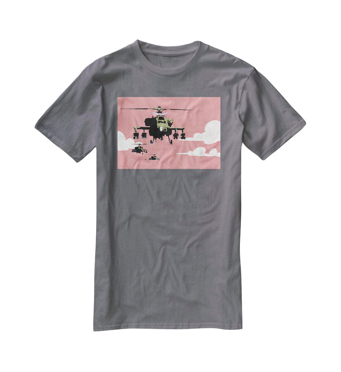 Banksy Friendly Helicopters T-Shirt - Canvas Art Rocks - 3