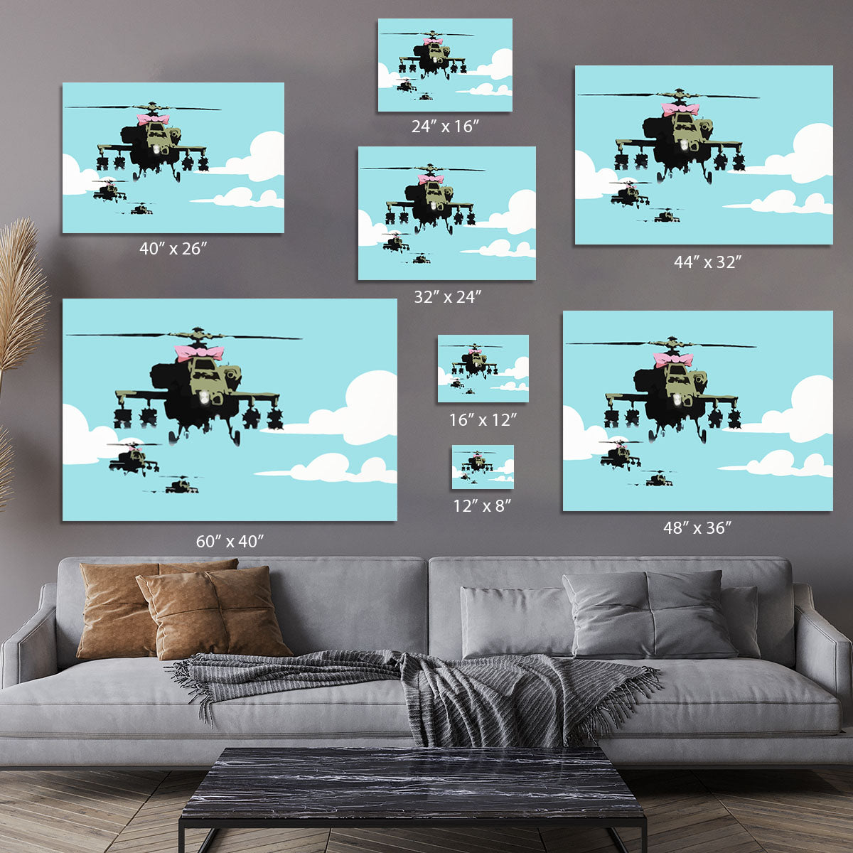 Banksy Friendly Helicopters Light Blue Canvas Print or Poster - Canvas Art Rocks - 7