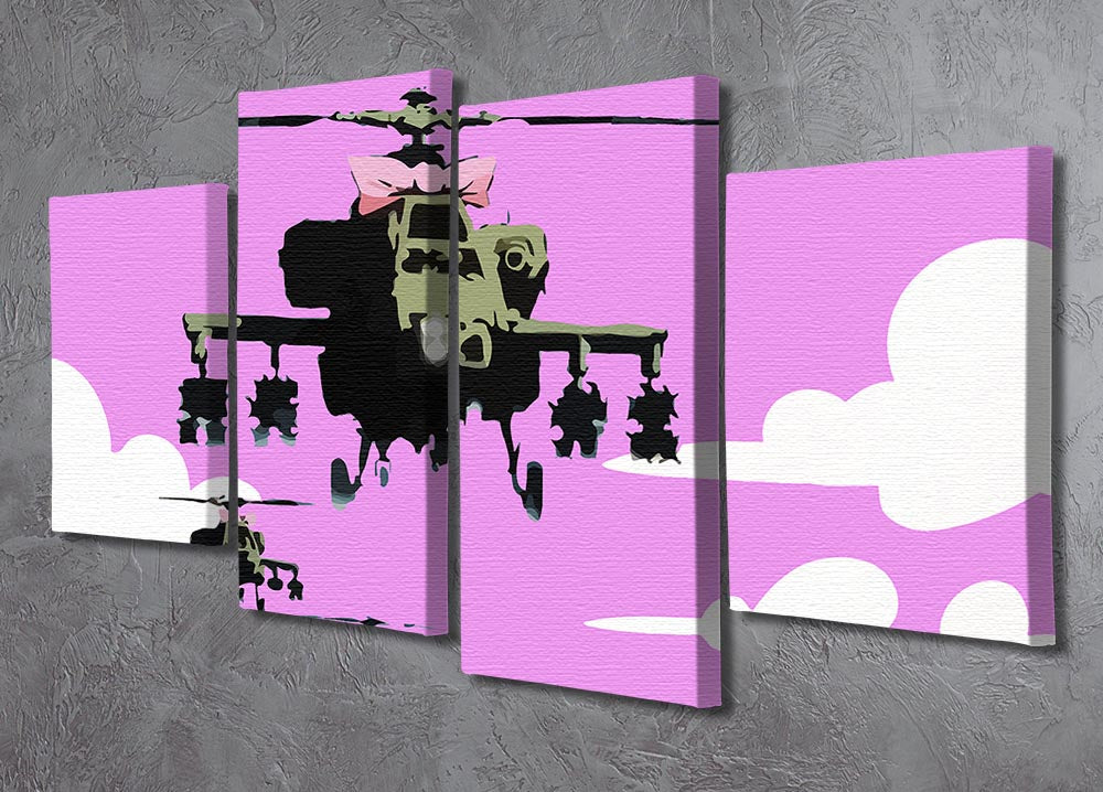 Banksy Friendly Helicopters Purple 4 Split Panel Canvas - Canvas Art Rocks - 2