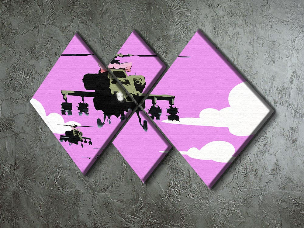 Banksy Friendly Helicopters Purple 4 Square Multi Panel Canvas - Canvas Art Rocks - 2