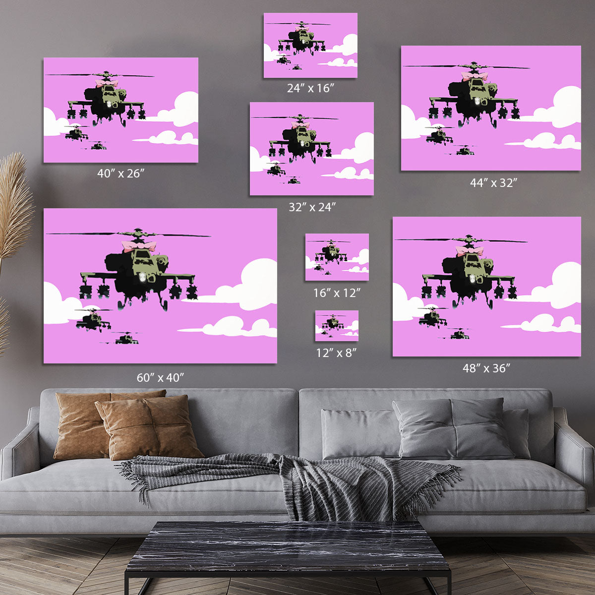 Banksy Friendly Helicopters Purple Canvas Print or Poster - Canvas Art Rocks - 7