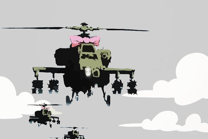 Banksy Friendly Helicopters Wall Mural Wallpaper