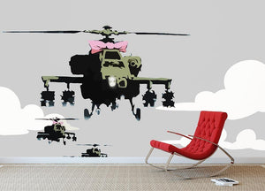 Banksy Friendly Helicopters Wall Mural Wallpaper - Canvas Art Rocks - 2