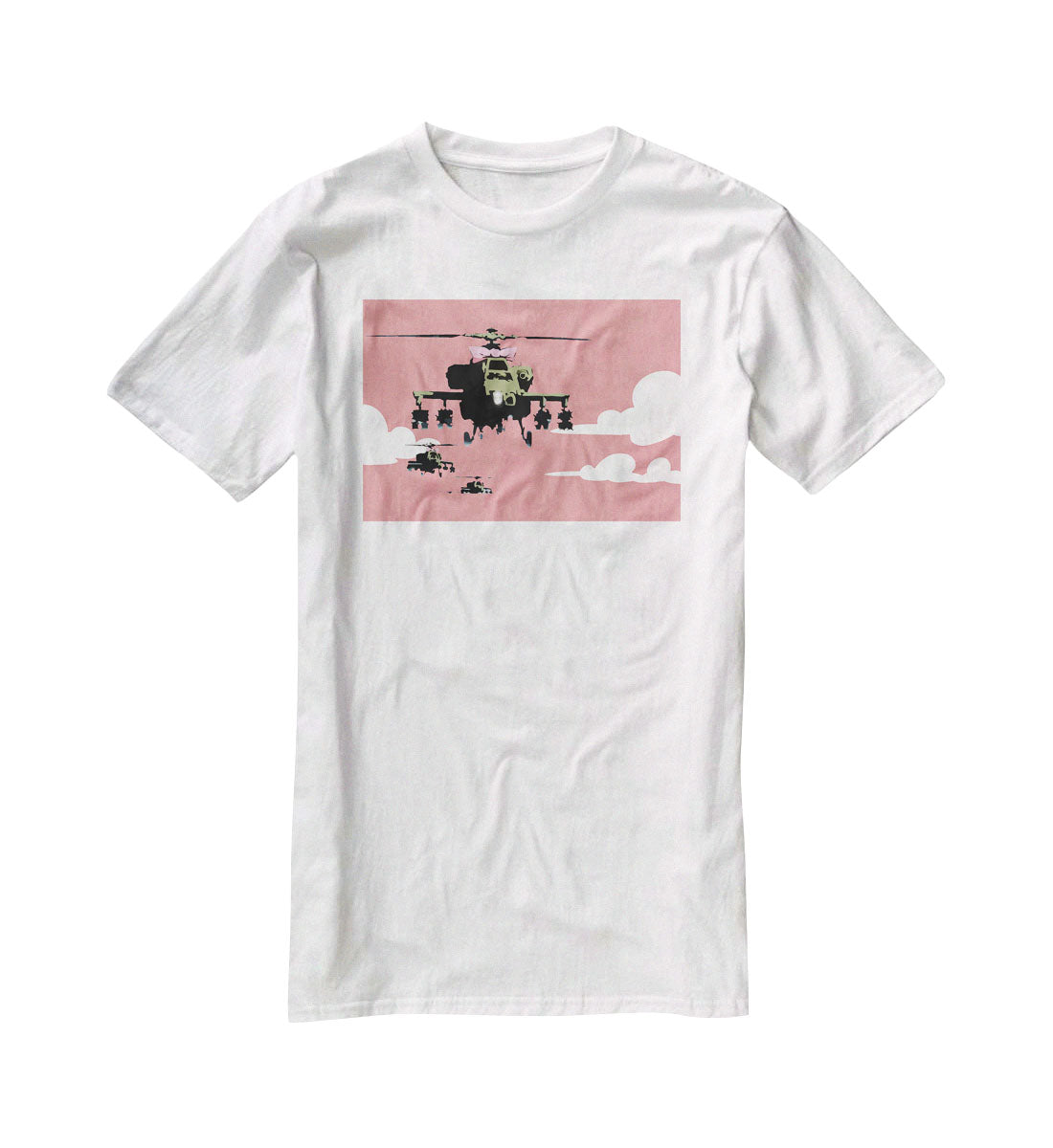 Banksy Friendly Helicopters T-Shirt - Canvas Art Rocks - 5