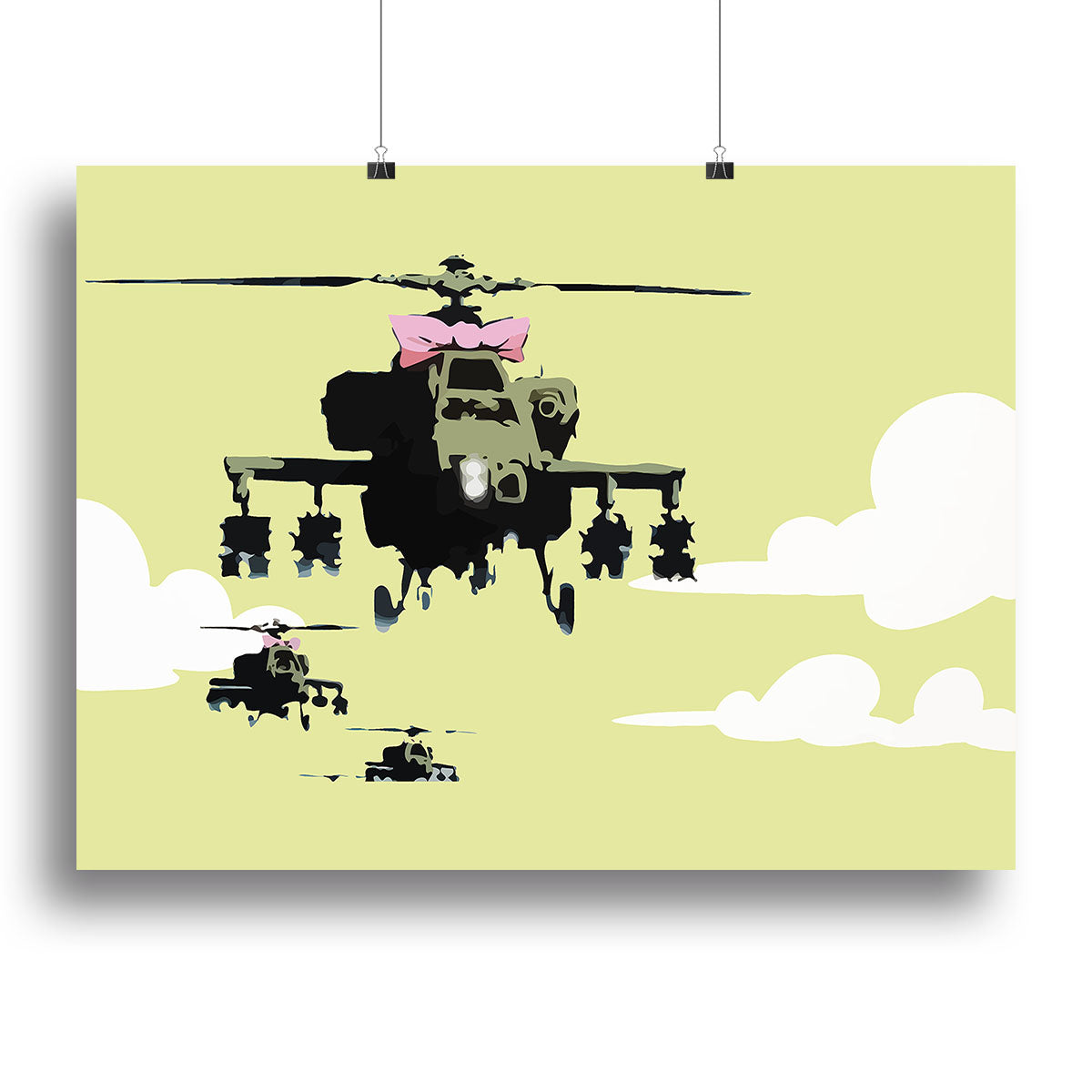 Banksy Friendly Helicopters Yellow Canvas Print or Poster - Canvas Art Rocks - 2