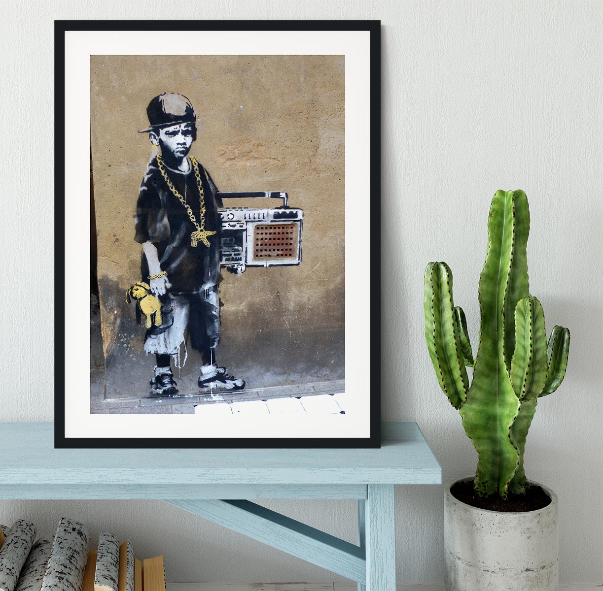 Banksy Gangster Boy with Ghetto Blaster Framed Print