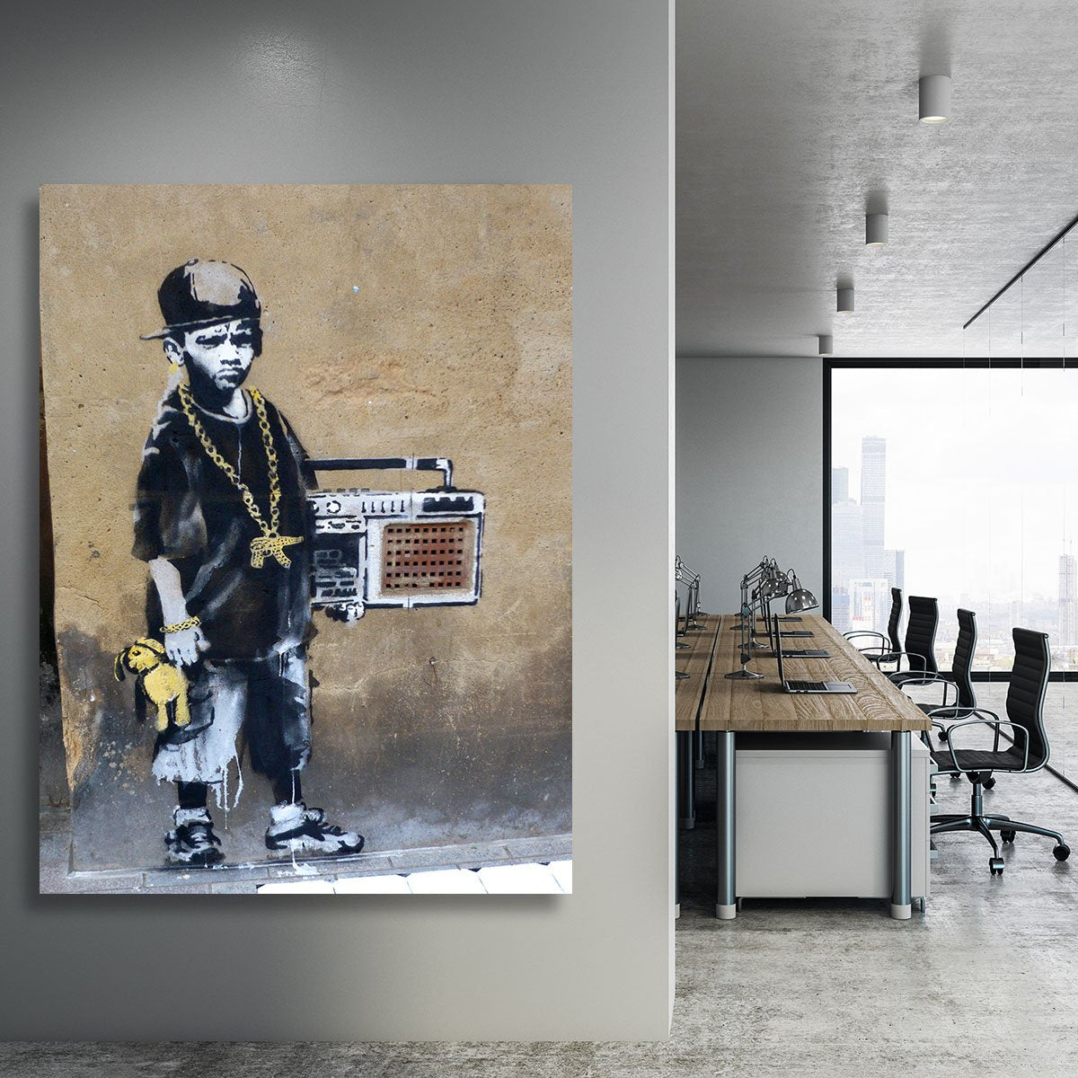 Banksy Gangster Boy with Ghetto Blaster Canvas Print or Poster