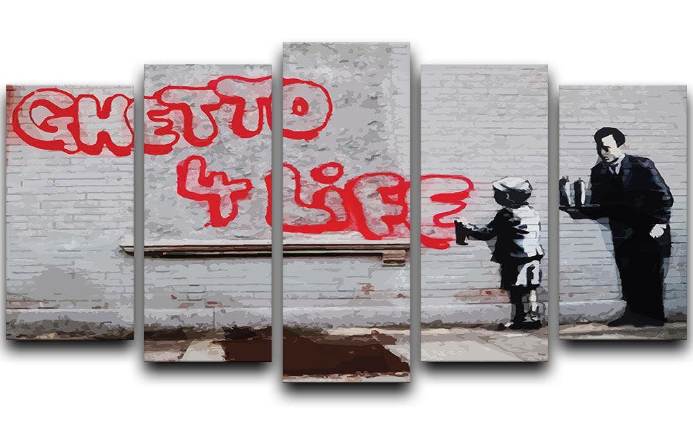 Banksy Ghetto For Life 5 Split Panel Canvas - Canvas Art Rocks - 1