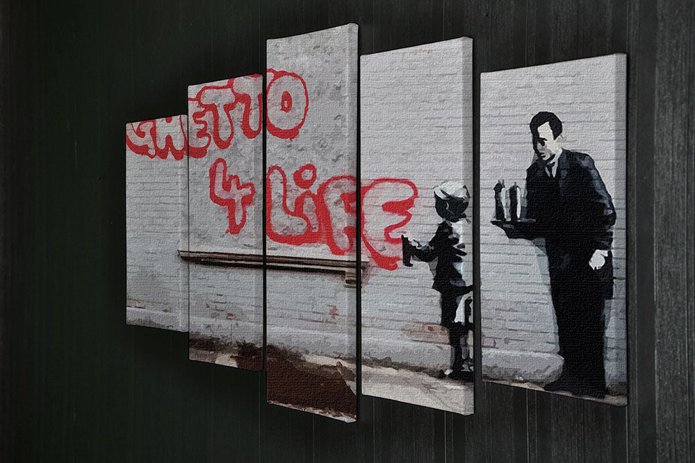 Banksy Ghetto For Life 5 Split Panel Canvas - Canvas Art Rocks - 2