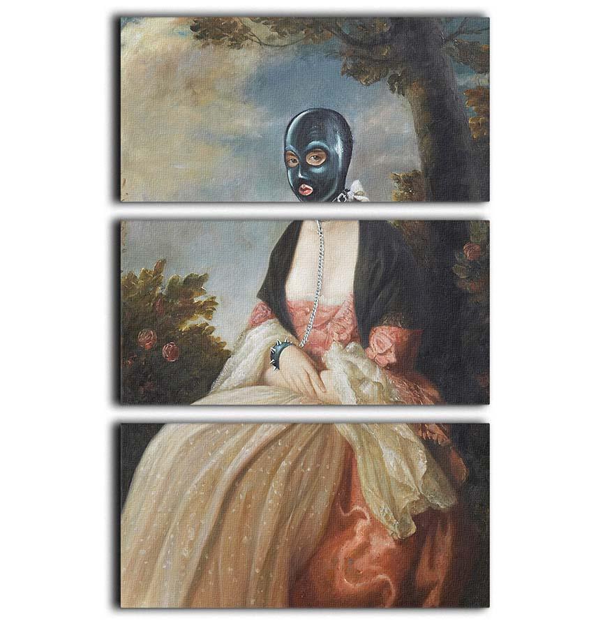 Banksy Gimp-Masked Woman 3 Split Panel Canvas Print - Canvas Art Rocks - 1