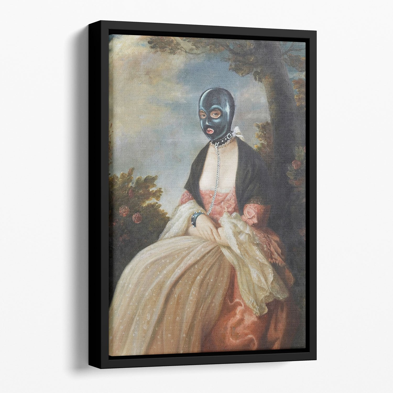 Banksy Gimp-Masked Woman Floating Framed Canvas