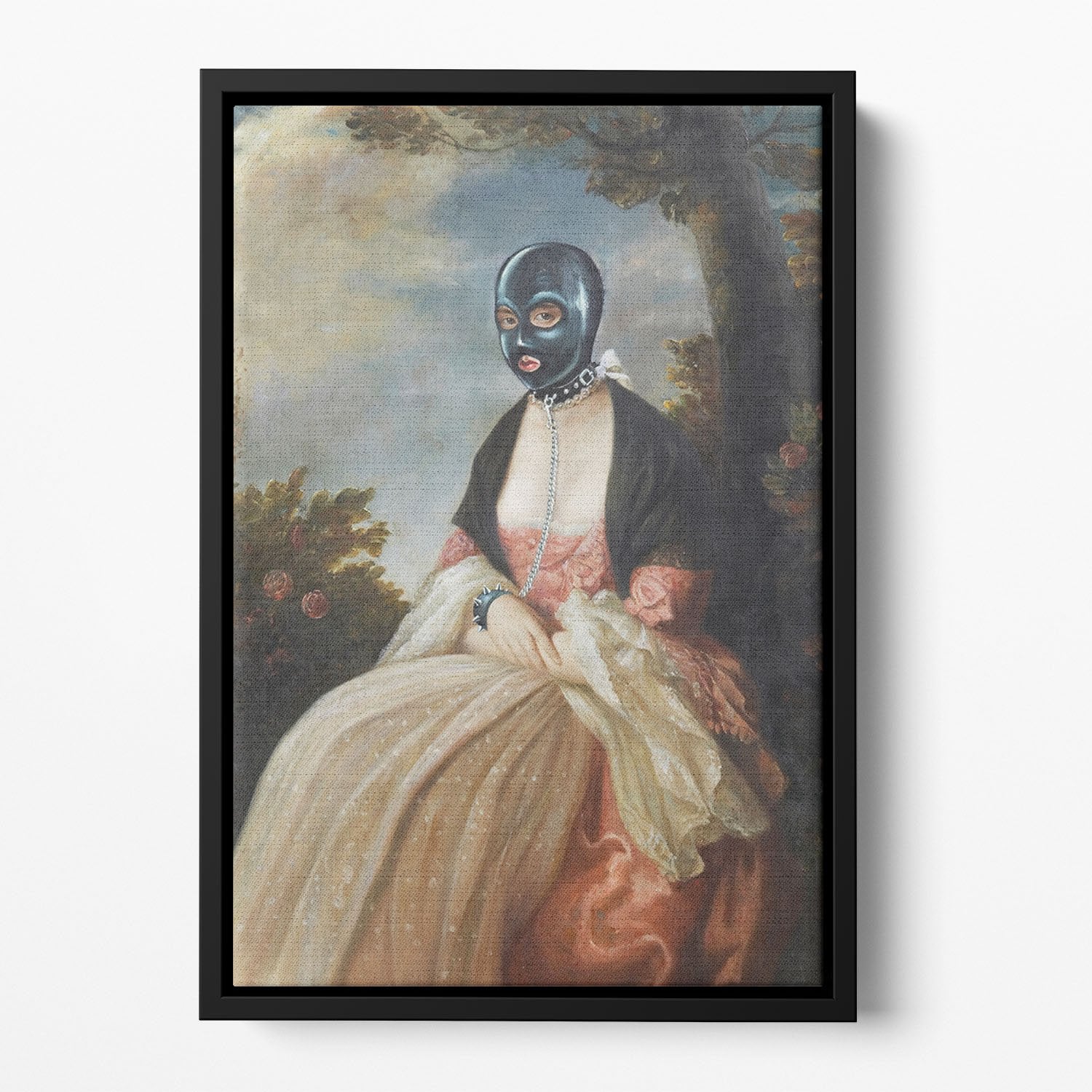 Banksy Gimp-Masked Woman Floating Framed Canvas