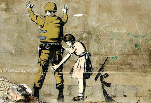 Banksy Girl And Soldier Wall Mural Wallpaper - Canvas Art Rocks - 1