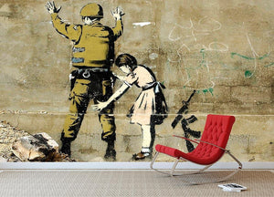 Banksy Girl And Soldier Wall Mural Wallpaper - Canvas Art Rocks - 2