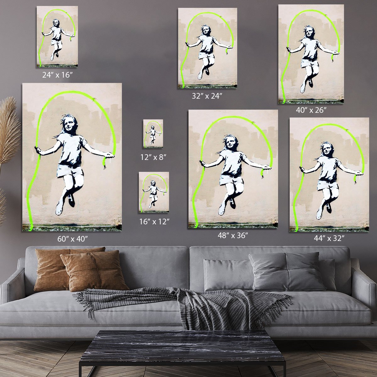 Banksy Girl With Skipping Rope Canvas Print or Poster
