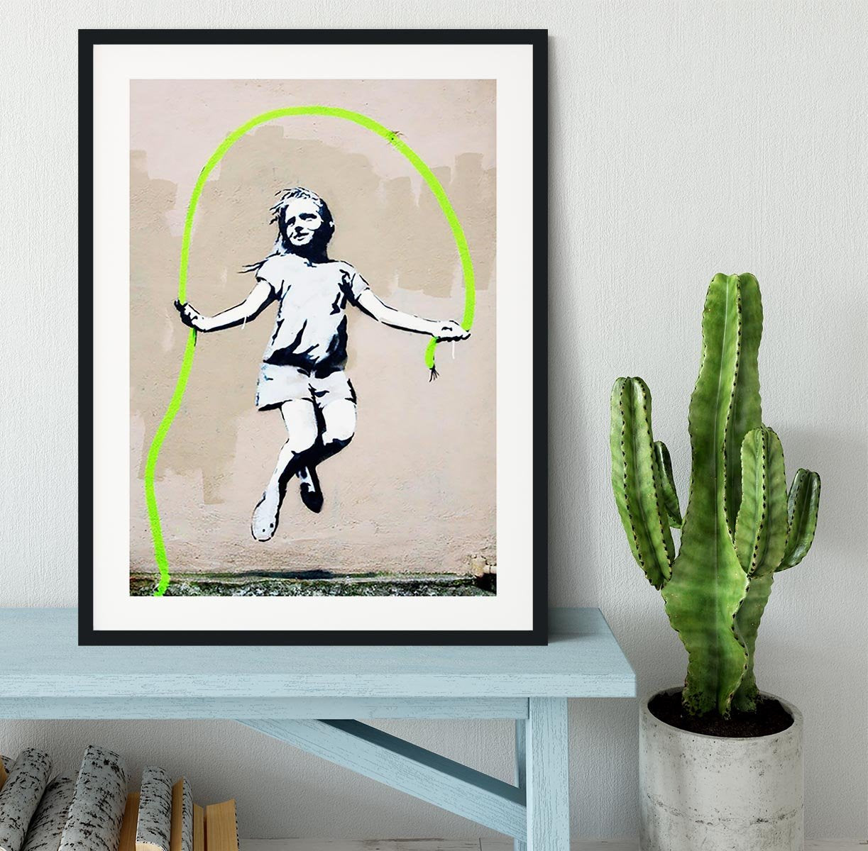 Banksy Girl With Skipping Rope Framed Print - Canvas Art Rocks - 1