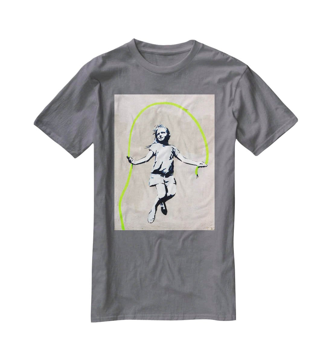 Banksy Girl With Skipping Rope T-Shirt - Canvas Art Rocks - 3