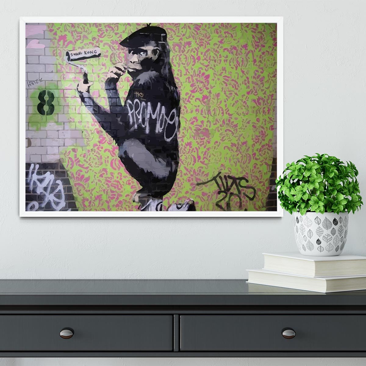 Banksy Gorilla Artist Framed Print - Canvas Art Rocks -6