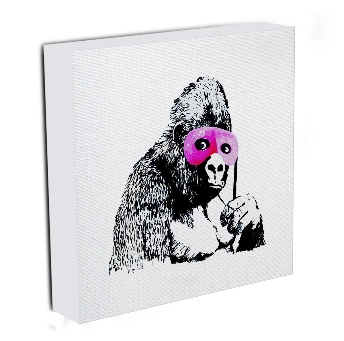 Banksy Gorilla in Pink Mask Canvas Print & Poster - US Canvas Art Rocks