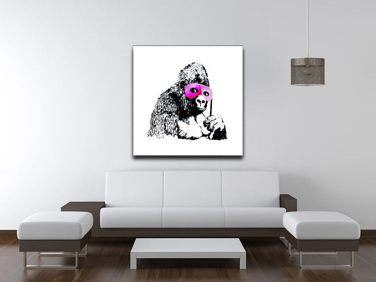 Banksy Gorilla in Pink Mask Canvas Print & Poster - US Canvas Art Rocks