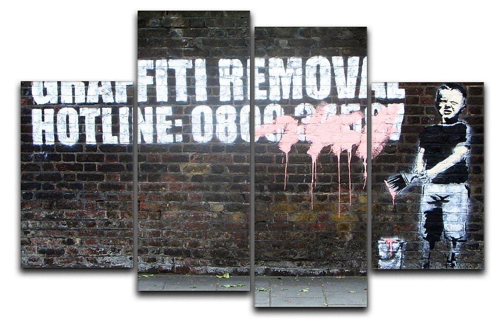 Banksy Graffiti Removal Hotline 4 Split Panel Canvas  - Canvas Art Rocks - 1