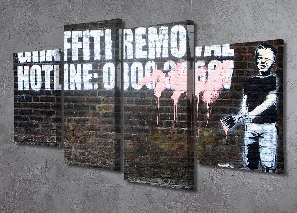 Banksy Graffiti Removal Hotline 4 Split Panel Canvas - Canvas Art Rocks - 2