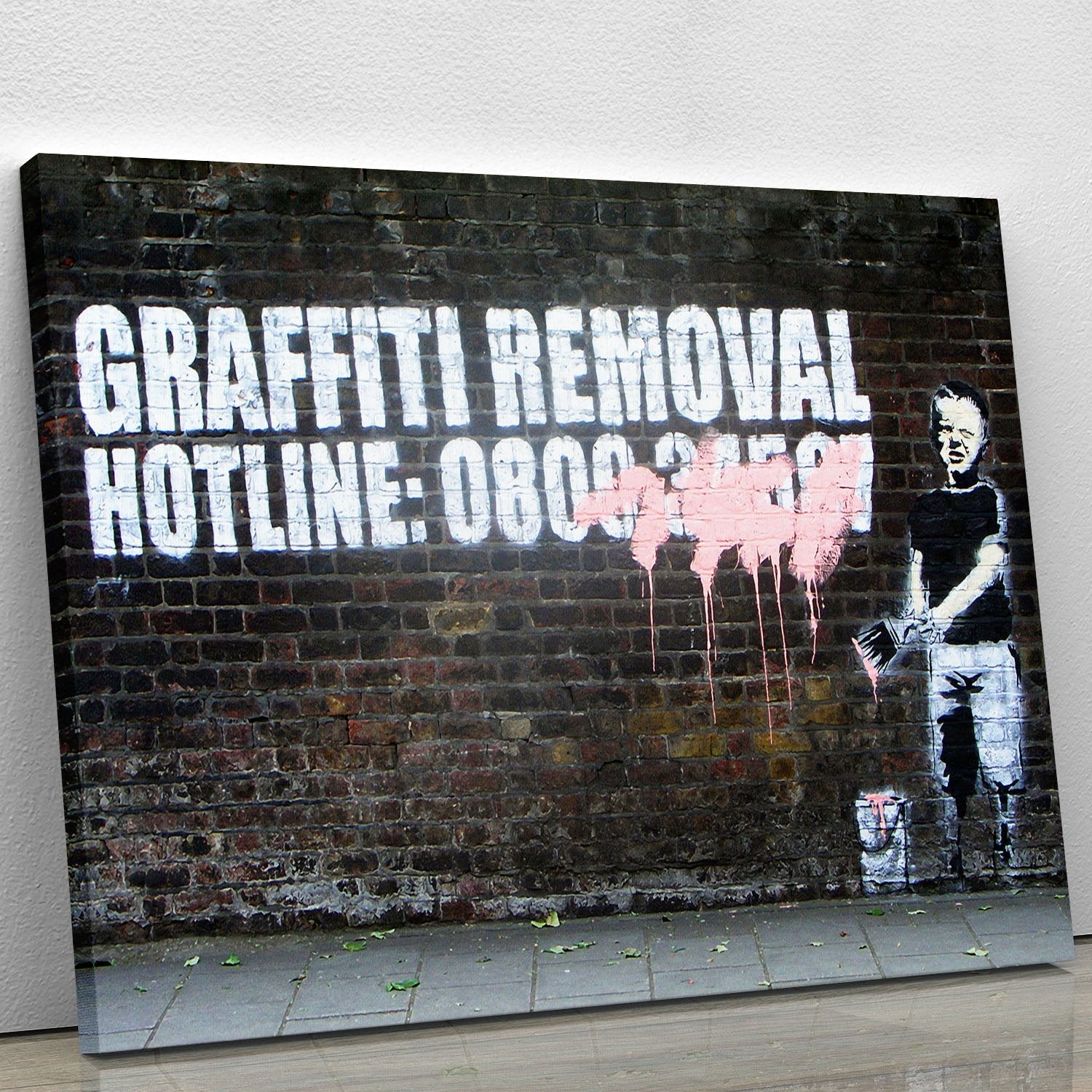Banksy Graffiti Removal Hotline Canvas Print or Poster