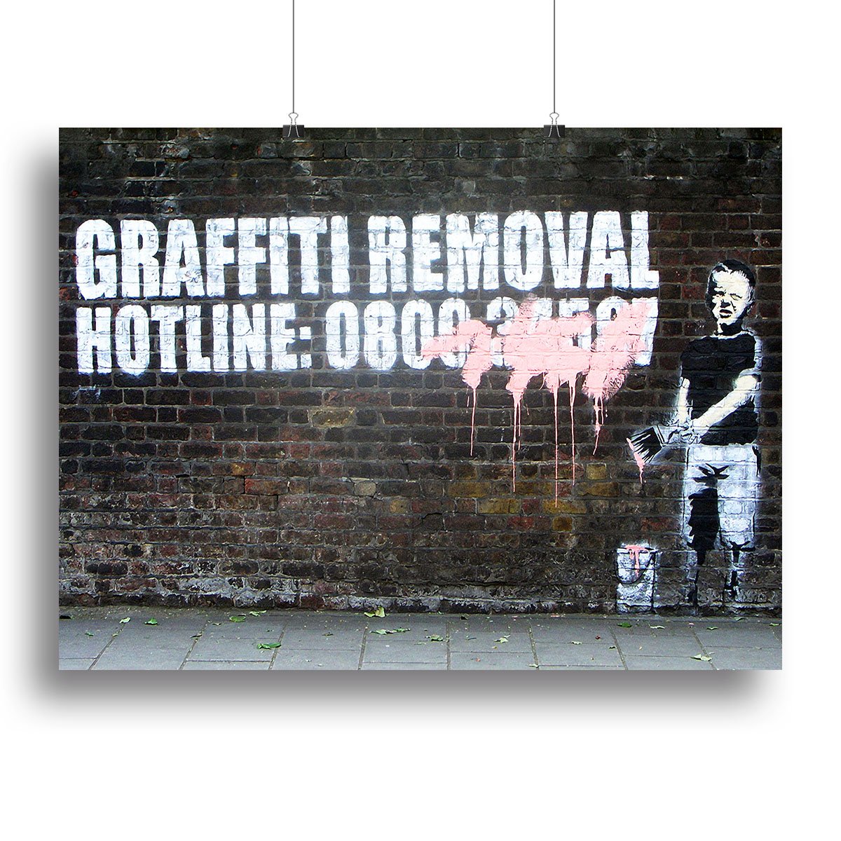 Banksy Graffiti Removal Hotline Canvas Print or Poster