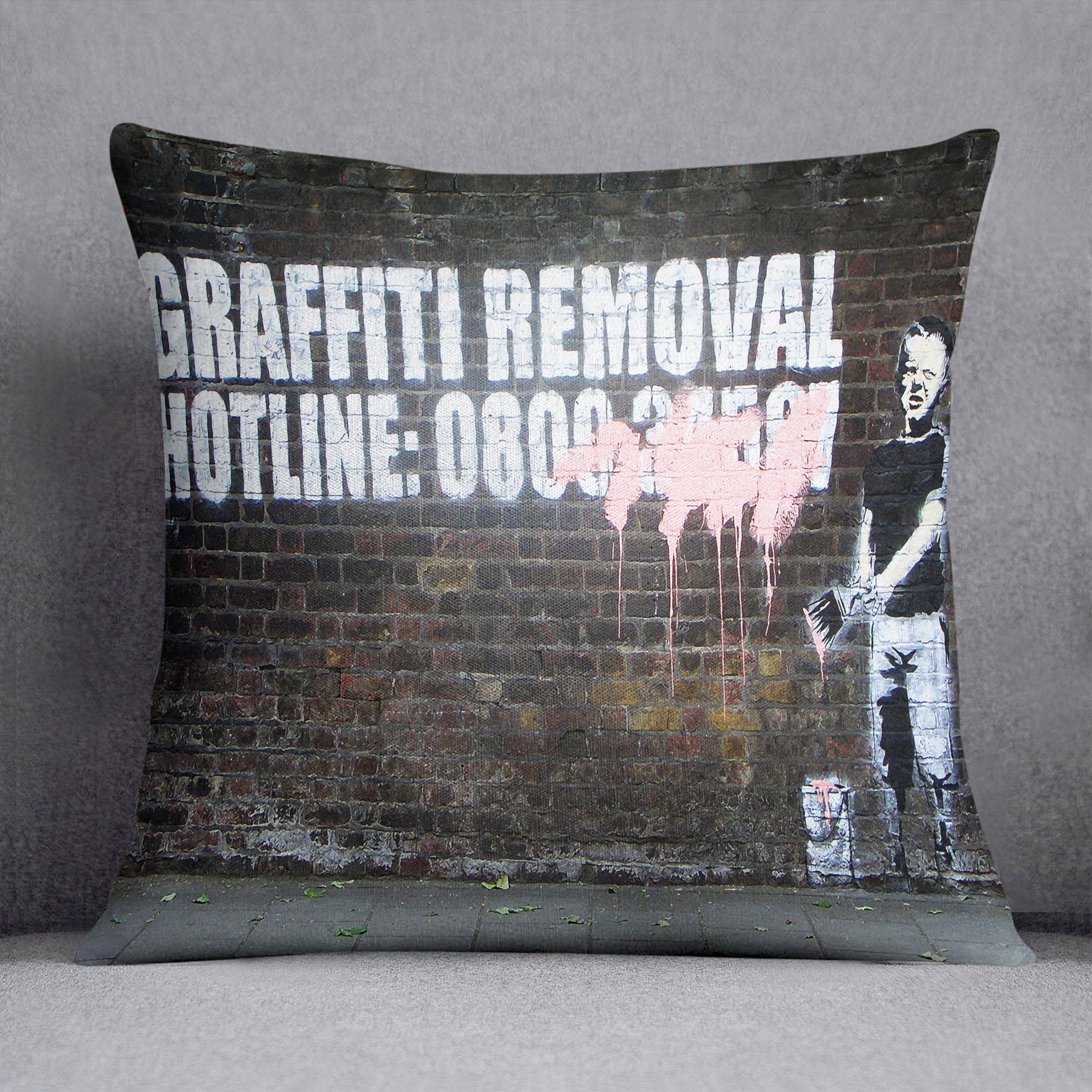 Banksy Graffiti Removal Hotline Cushion