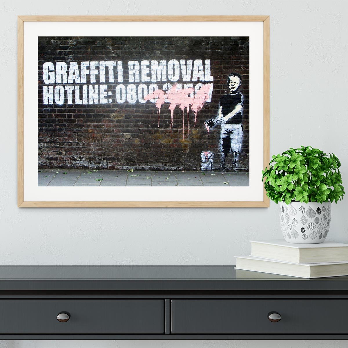 Banksy Graffiti Removal Hotline Framed Print - Canvas Art Rocks - 3