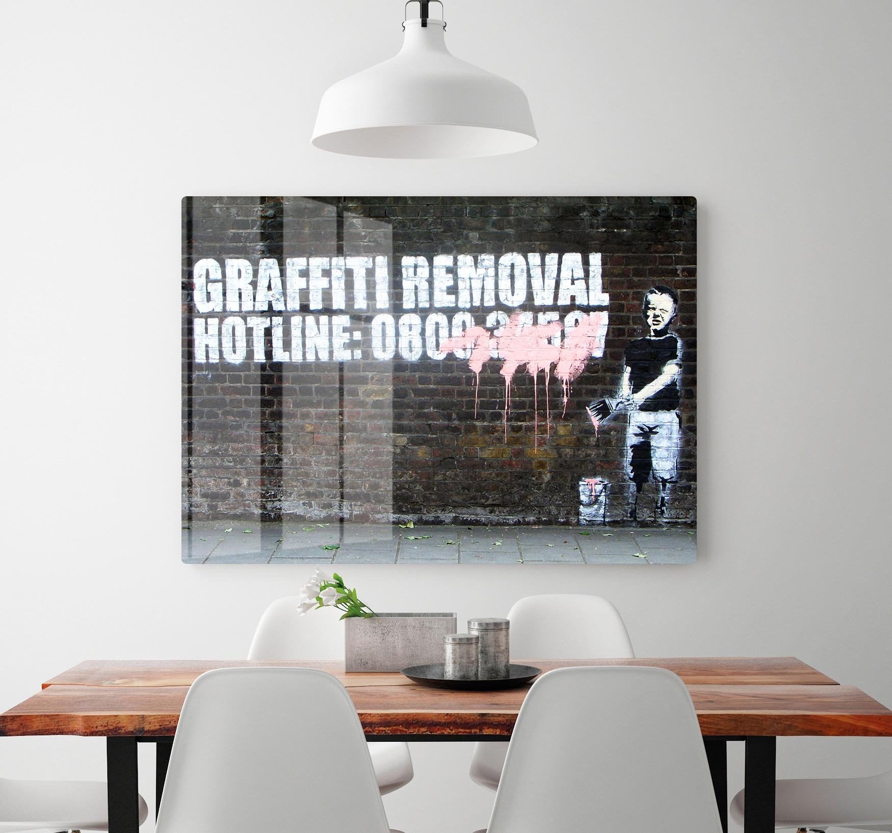 Banksy Graffiti Removal Hotline HD Metal Print