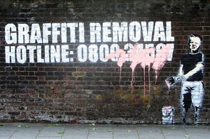 Banksy Graffiti Removal Hotline Wall Mural Wallpaper - Canvas Art Rocks - 1