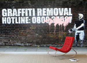 Banksy Graffiti Removal Hotline Wall Mural Wallpaper - Canvas Art Rocks - 2