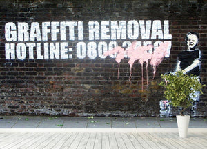 Banksy Graffiti Removal Hotline Wall Mural Wallpaper - Canvas Art Rocks - 4