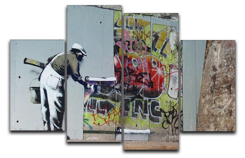 Banksy Graffiti Wallpaper 4 Split Panel Canvas  - Canvas Art Rocks - 1