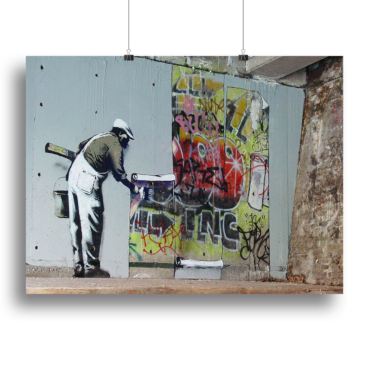 Banksy Graffiti Wallpaper Canvas Print or Poster